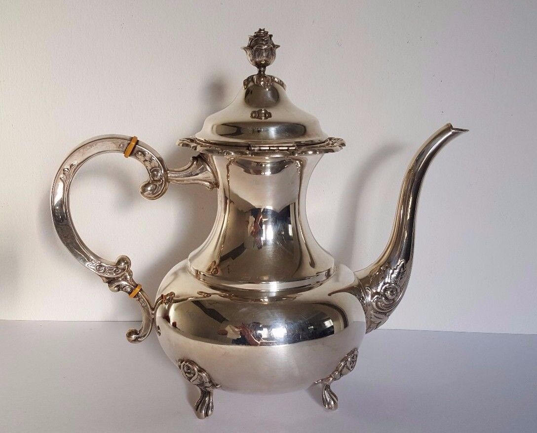 Große Eugen Ferner 1967 EPNS Cafe Tee Kaffee Kanne Tea silver Plated Ø 29 cm Big - Antikhandel-Stuttgart