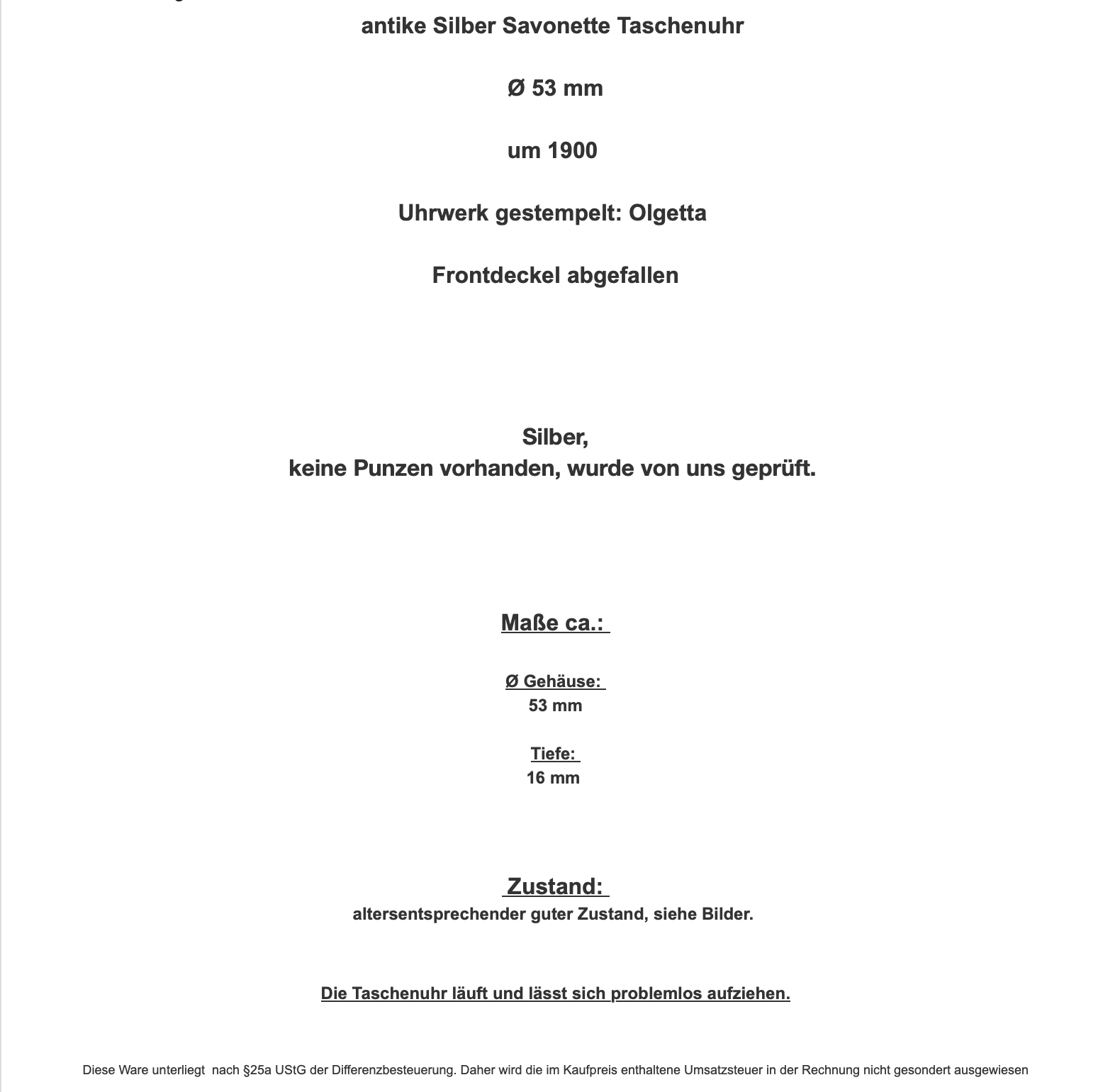 große antike Silber Savonette Taschenuhr Ø 53 mm um 1900 Olgetta funktionsfähig - Antikhandel-Stuttgart