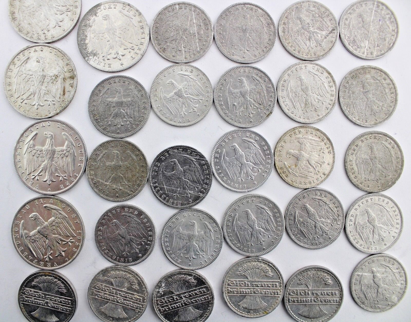 30x 3 200 500 Mark & 50 Pfennig 1920 1921 1922 1923 Jäger 301 303 304 305 - Antikhandel-Stuttgart