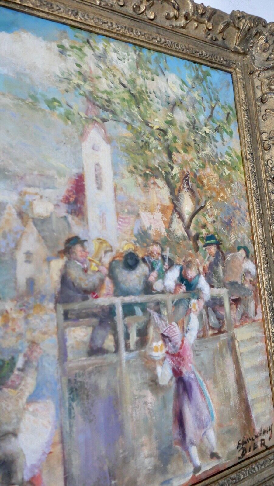 Ölgemälde " Erhard Amadeus Dier " (1893-1969) Wien BAUERNTANZ 95x75cm 1930-40er - Antikhandel-Stuttgart