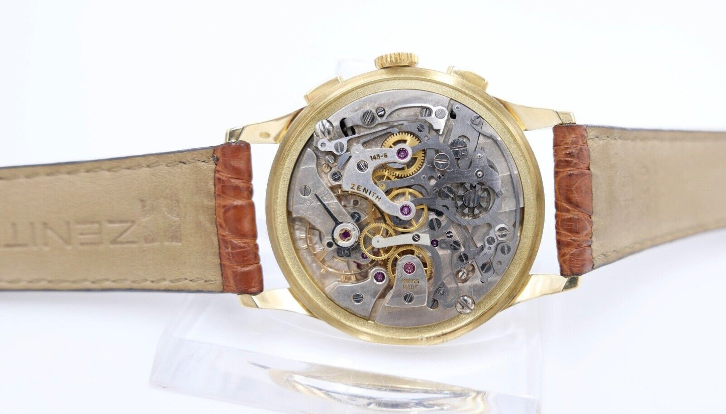 50er Jahre Zenith Excelsior Park Chronograph 750 / 18K Gold Cal. 143-6 - Antikhandel-Stuttgart