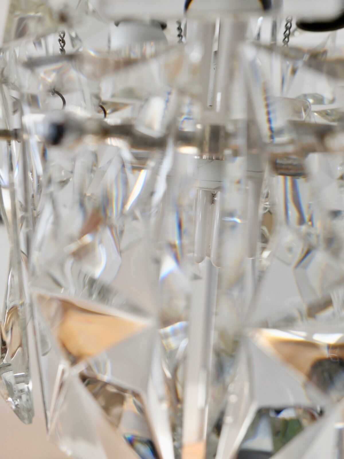 1960er tief hängende KINKELDEY Kristall Deckenleuchte Deckenlampe Lüster 122cm - Antikhandel-Stuttgart