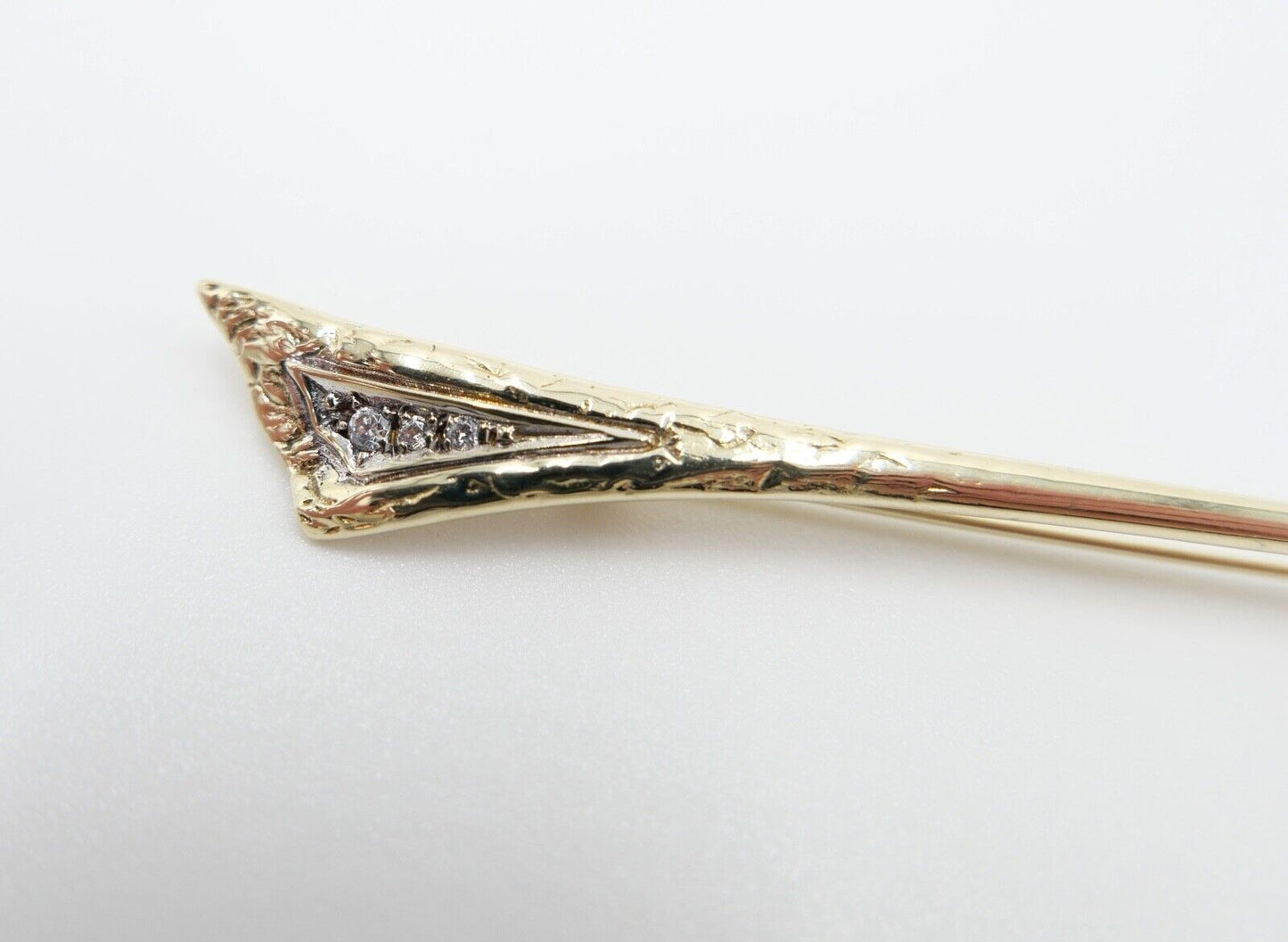 80er Jahre Brosche mit Zirkonia Gold 333 / 8K Stabbrosche - Antikhandel-Stuttgart