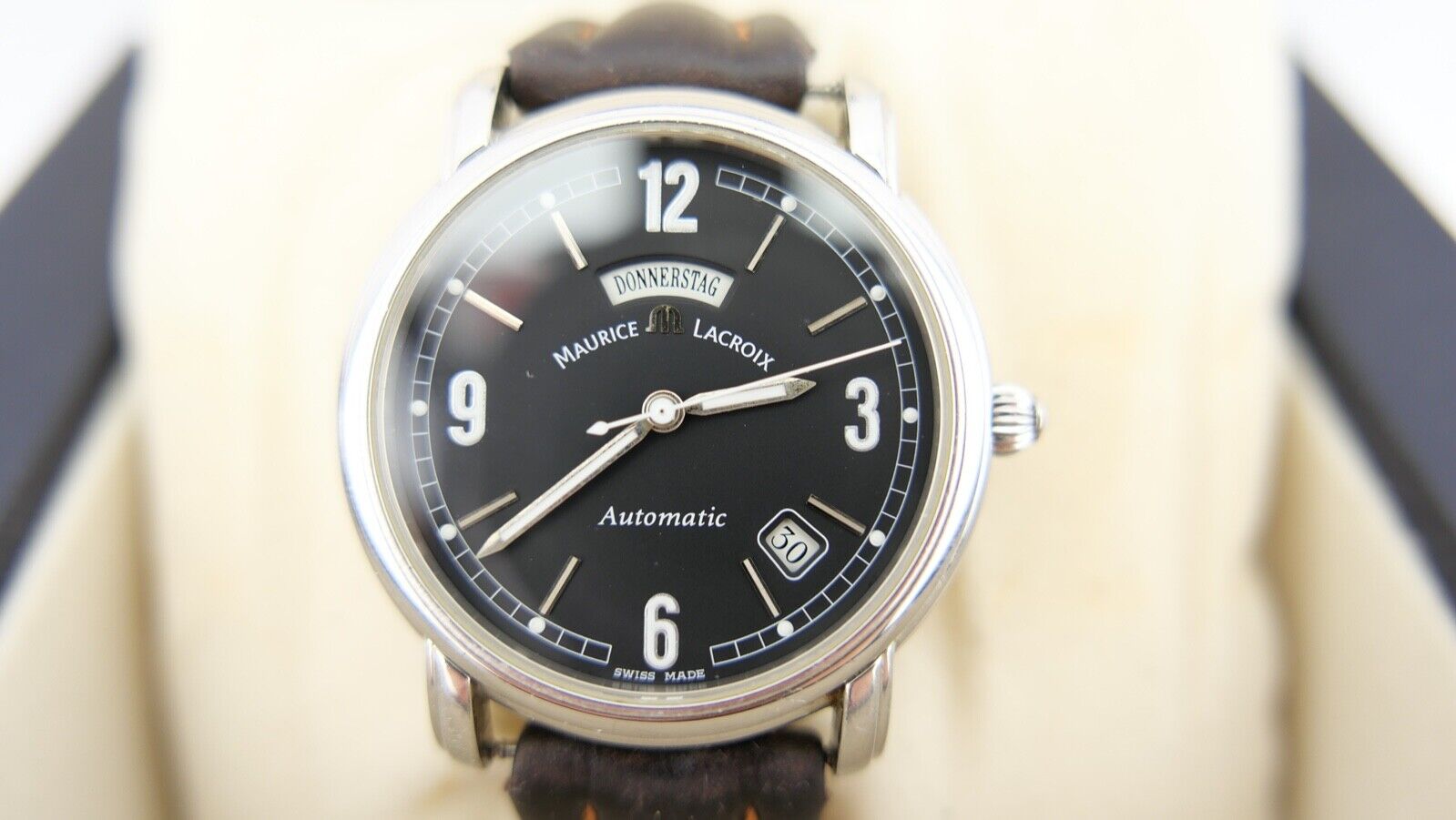 Maurice Lacroix Pontos 09777 Automatic Herren Uhr Day Date Edelstahl Eta 2836-2 - Antikhandel-Stuttgart