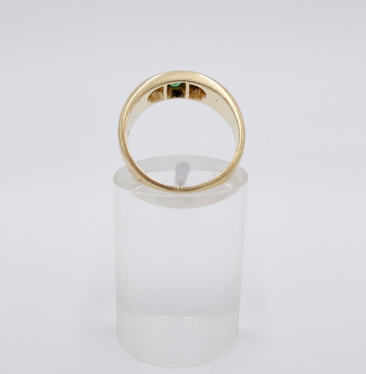 Massiver Damen Gelbgold Ring Lupenrein Brillant & Smaragd 0,44Ct 585 / 14K Gr.59 - Antikhandel-Stuttgart