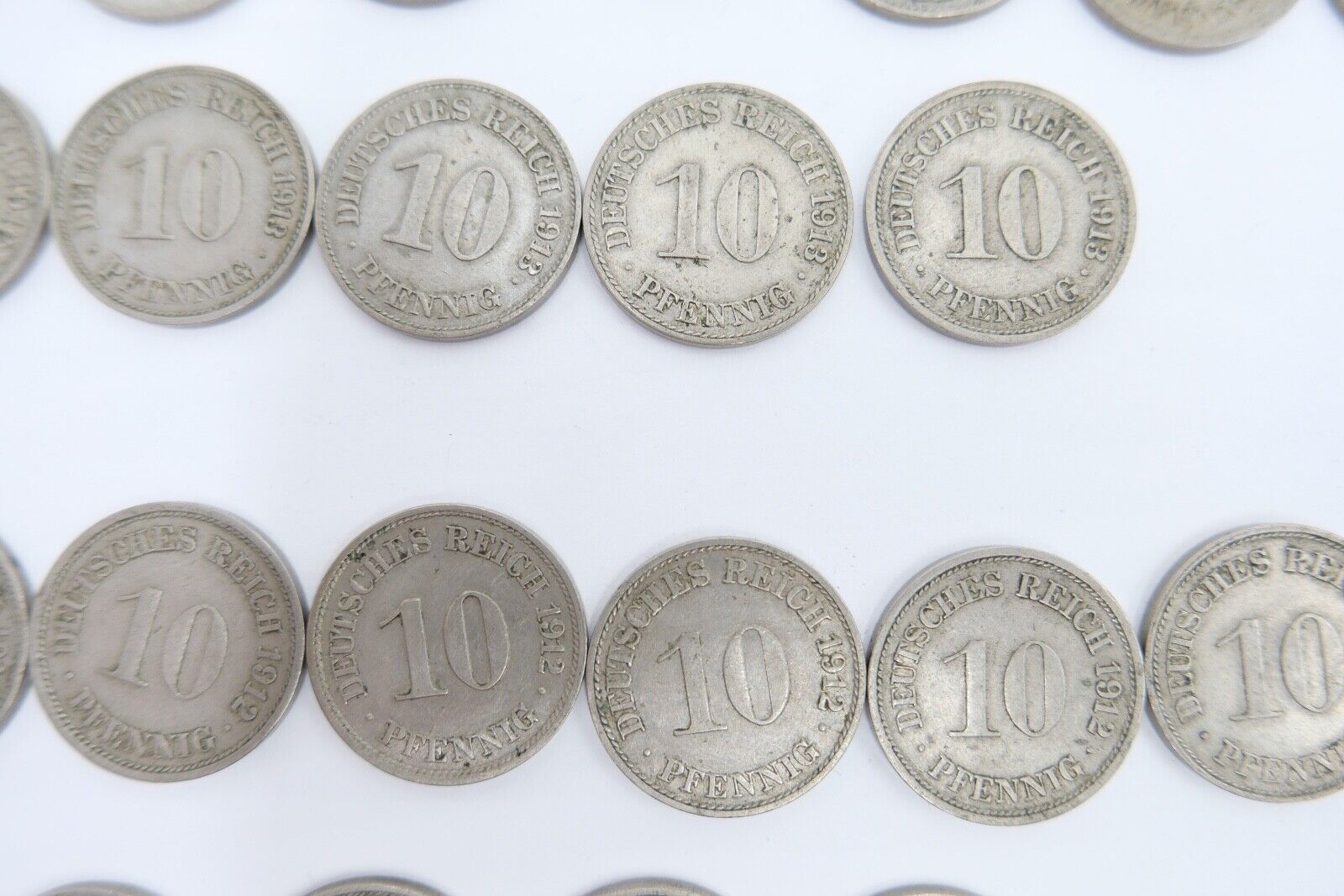 42x 10 Pfennig Kaiserreich 1912 1913 1914 1915 Jäger J. 13 ss-stg - Antikhandel-Stuttgart