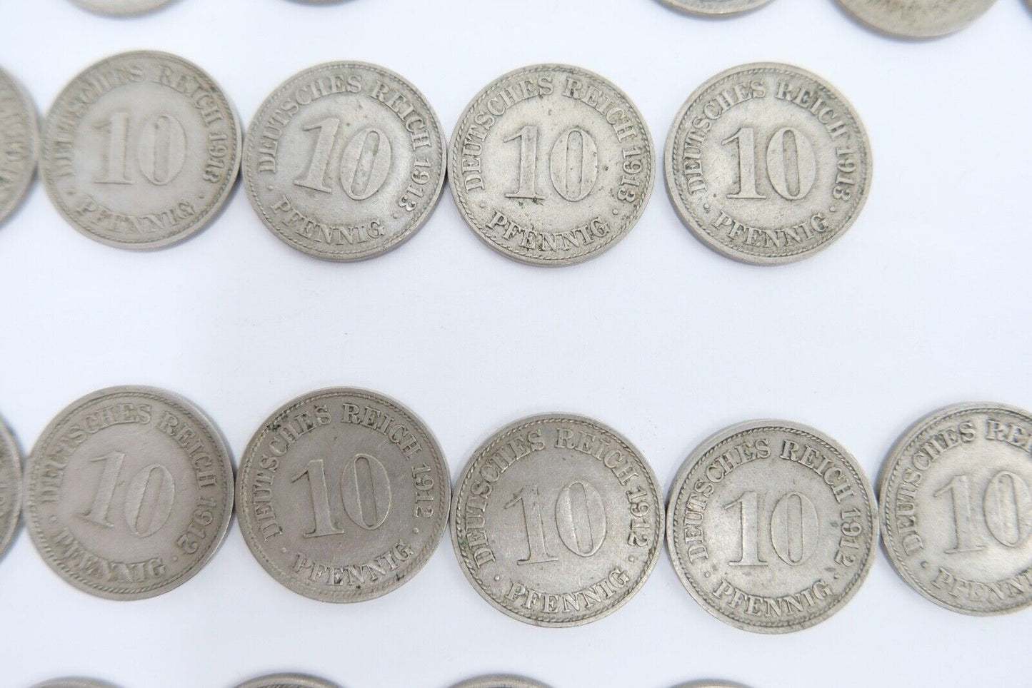 42x 10 Pfennig Kaiserreich 1912 1913 1914 1915 Jäger J. 13 ss-stg - Antikhandel-Stuttgart