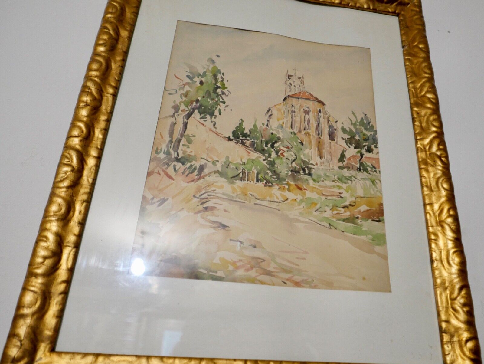 Aquarell signiert 62x49 cm mit Rahmen LANDSCHAFT - Antikhandel-Stuttgart