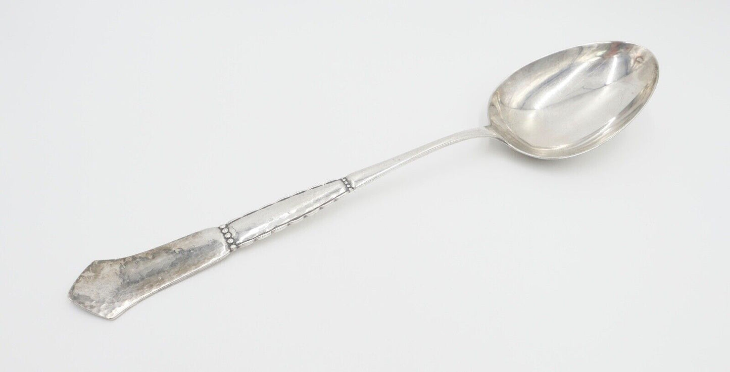 SCF Dänemark 2 Türme XXL Suppenlöffel 36 cm versilbert Monogramm EB gehämmert - Antikhandel-Stuttgart