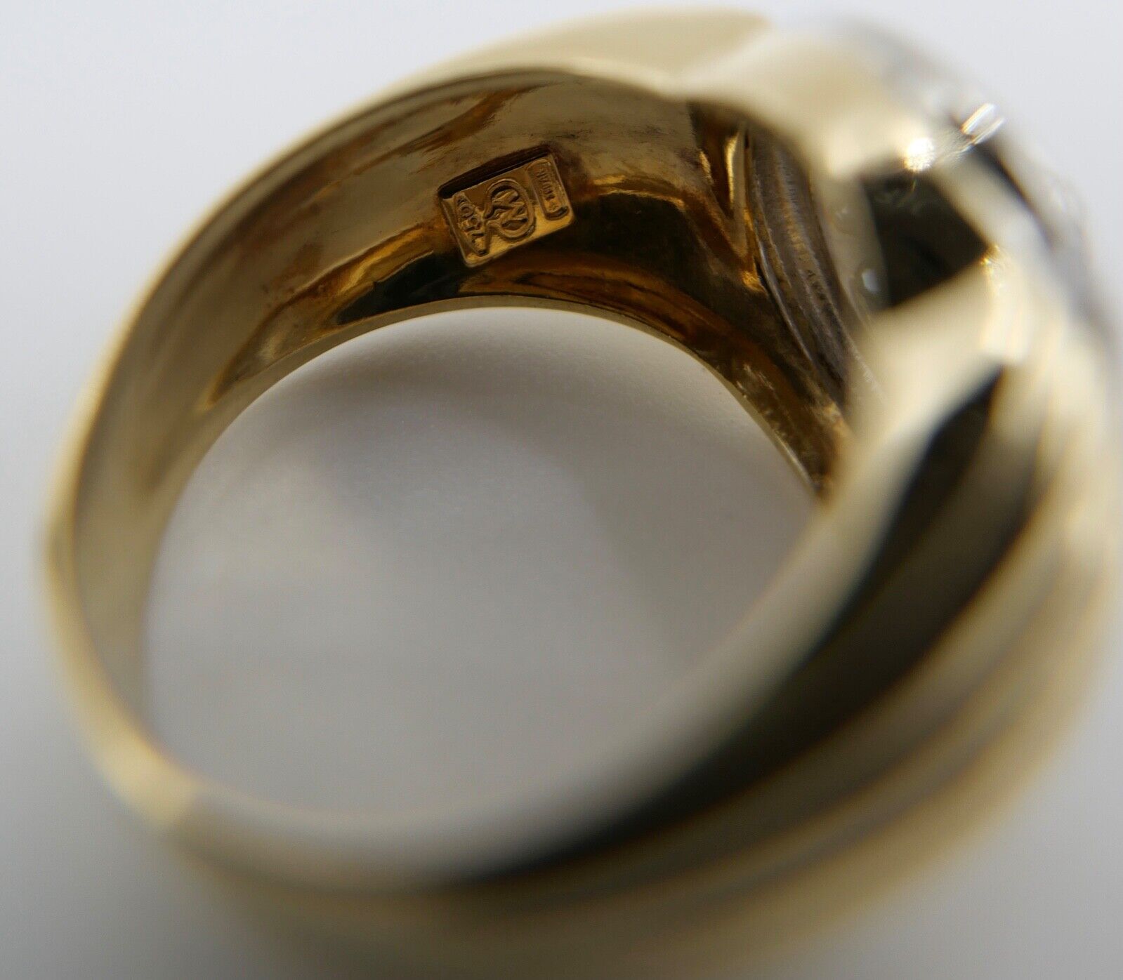 80er Jahre Goldring MASSIV Damenring Statement Ring Gold 750 18K Zirkonia Gr. 59 - Antikhandel-Stuttgart