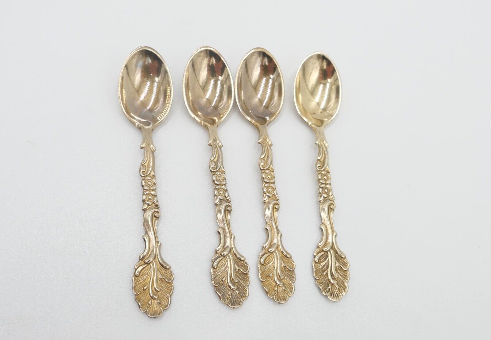 1947 Dänemark Johannes Siggaard 830 Silber vergoldet Mokka Löffel 4 Stück - Antikhandel-Stuttgart