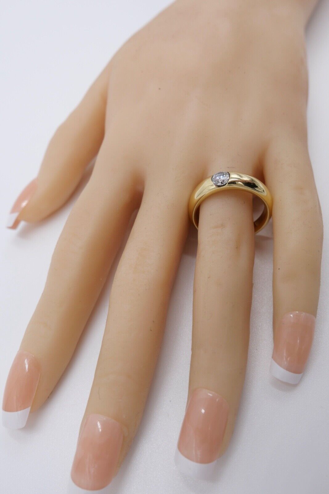 Massiver Solitär Gelbgold Damen Brillant Ring 0,46 Ct 750 18K Gr.59 SI - E - Antikhandel-Stuttgart