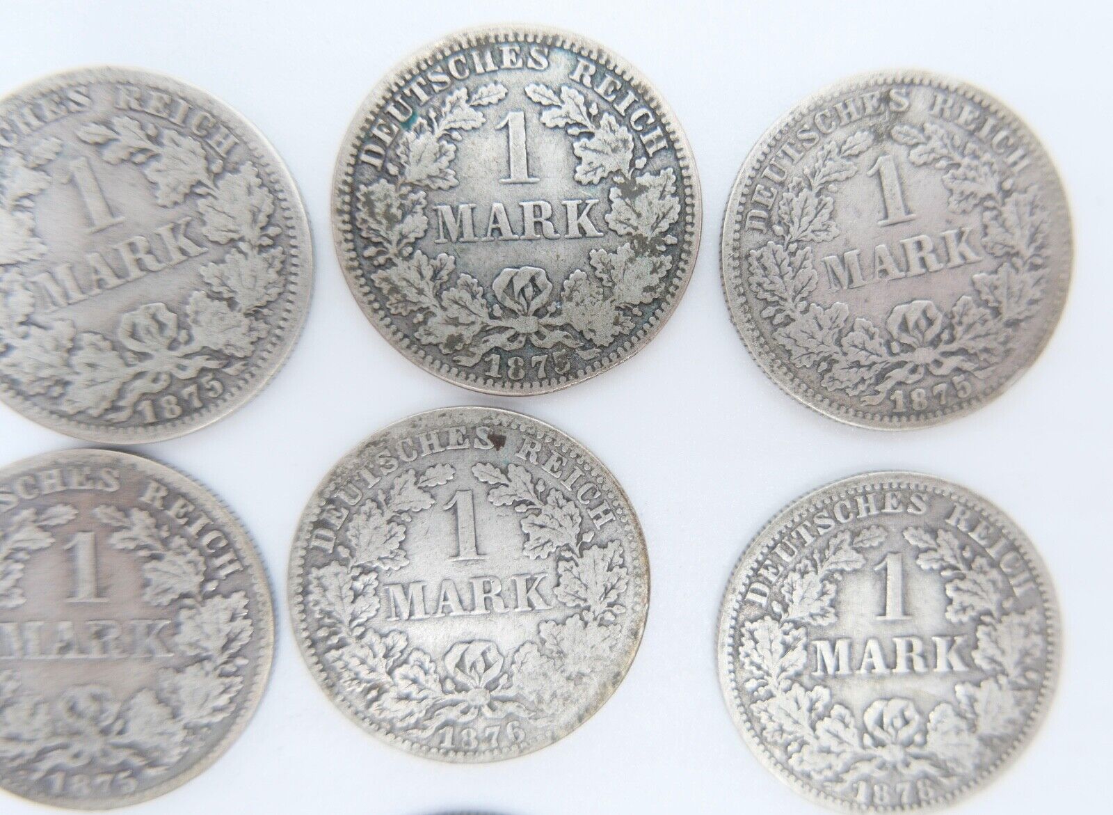 12x 1 Mark Deutsches Reich 1874 - 1880A B G Jäger J.9 Silber in SS - Antikhandel-Stuttgart