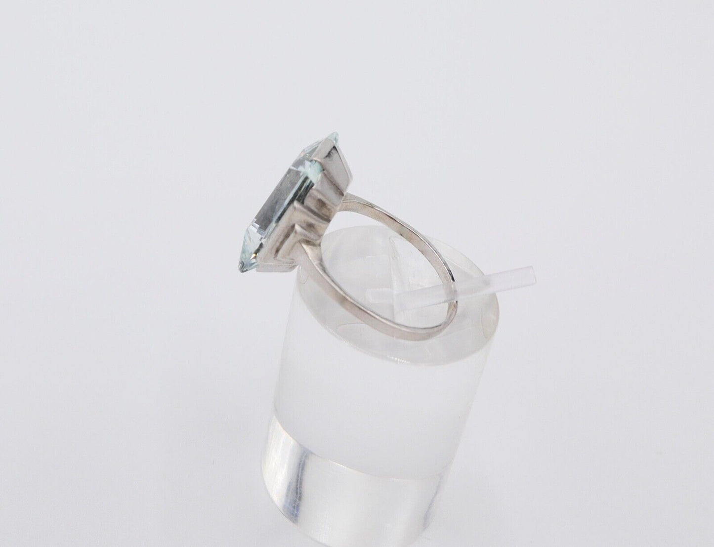 13 Ct Solitär Weißgold Gold Damen Ring 585 14K Natürlicher Aquamarin Gr53-54 TOP - Antikhandel-Stuttgart