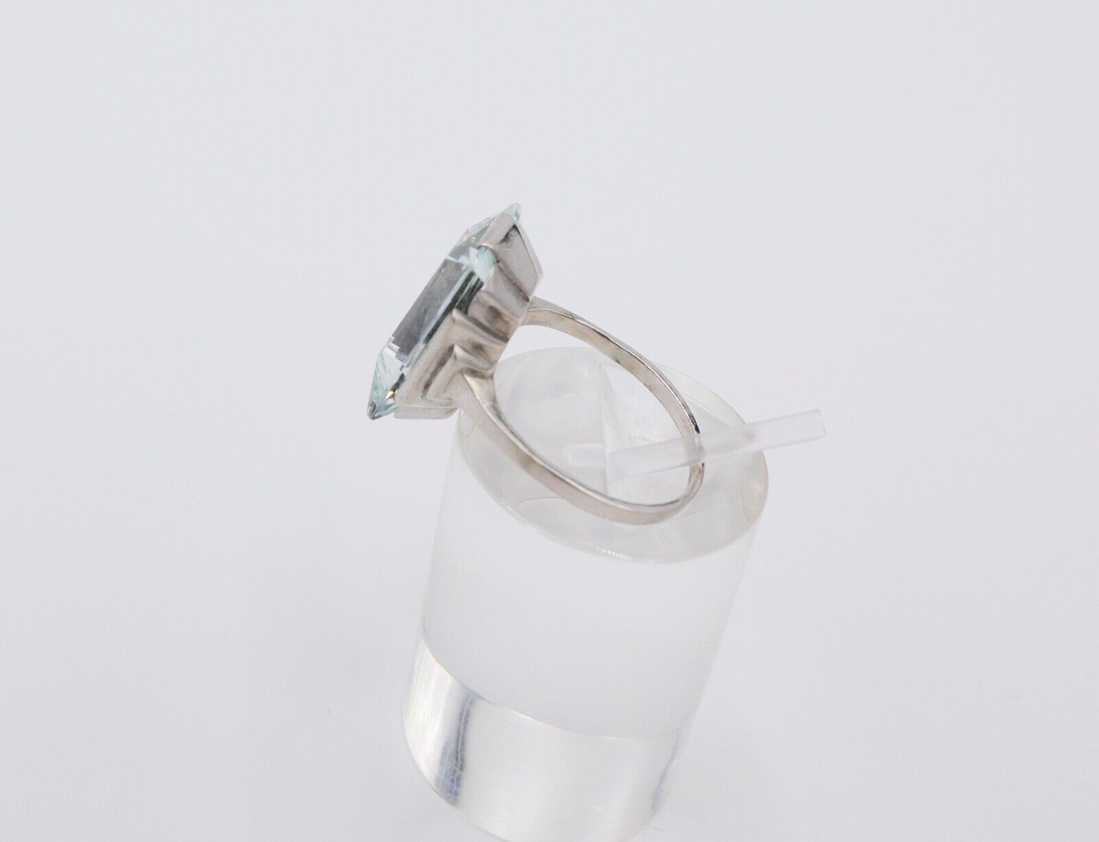 13 Ct Solitär Weißgold Gold Damen Ring 585 14K Natürlicher Aquamarin Gr53-54 TOP - Antikhandel-Stuttgart