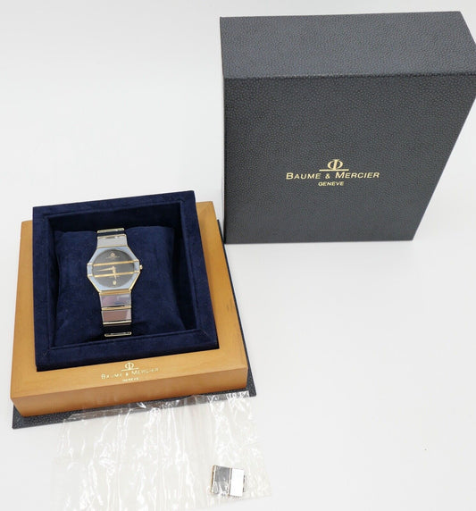 Baume & Mercier 32mm Avant-Garde 5138038 1830 Gold / Wolfram Herren Uhr 18K 80er - Antikhandel-Stuttgart