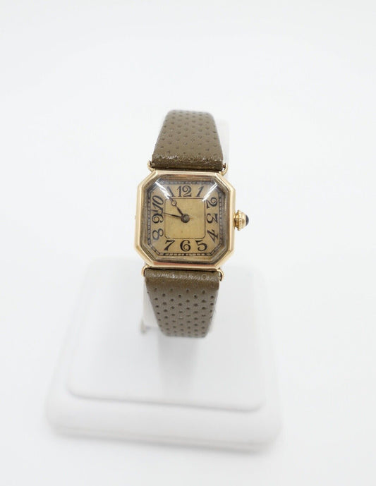 1930er Herren Damen Uhr Henry Blank & Co and Cresarrow USA 585 14K Gold Saphire - Antikhandel-Stuttgart