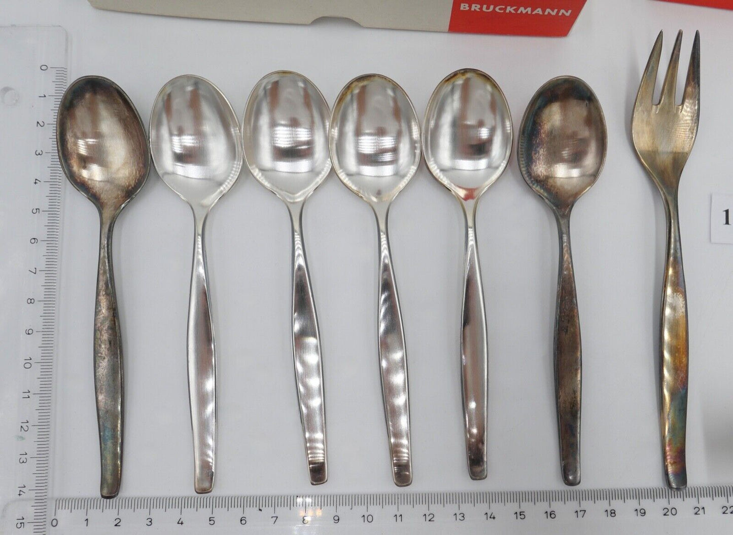 - NEU - 13 Teile BRUCKMANN 762 PARTY - 90er Silber Kuchengabel Kaffelöffel - Antikhandel-Stuttgart