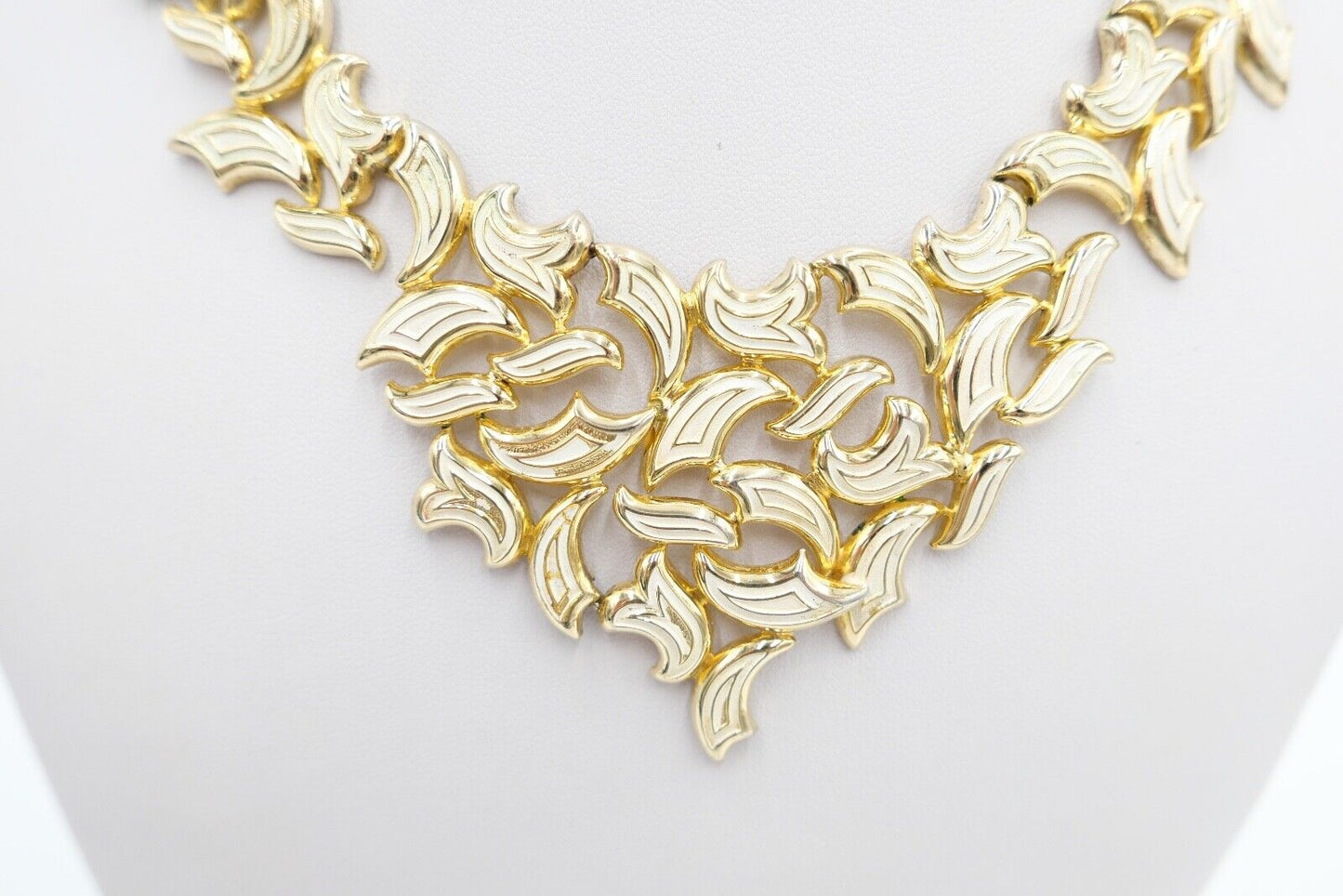 70er Jahre GROSSE Germany Collier vergoldet mit Emaille - Antikhandel-Stuttgart