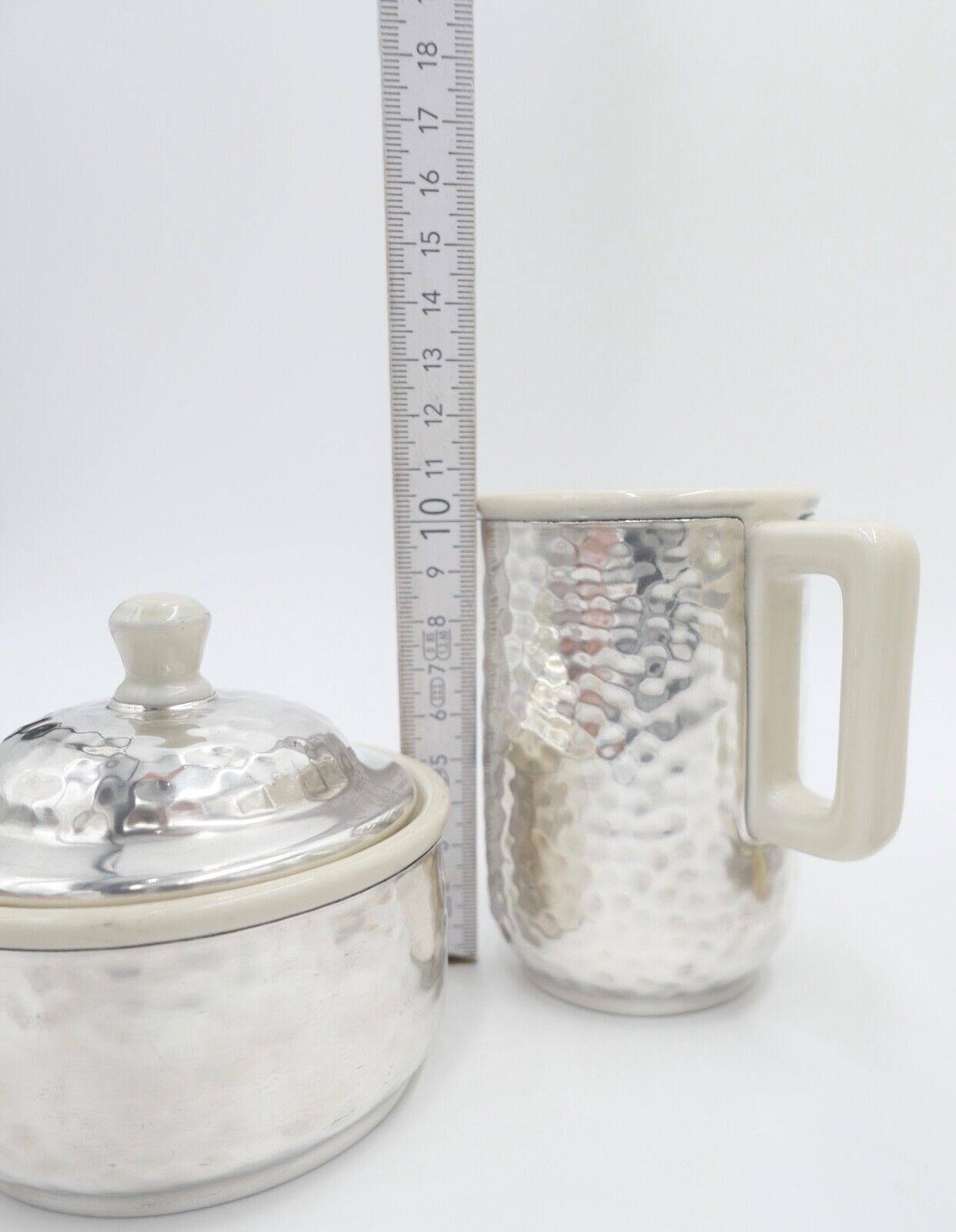 Kaffeekern WMF HUTSCHENREUTHER Kaffeekanne Milchkännchen Zuckerdose gehämmert - Antikhandel-Stuttgart