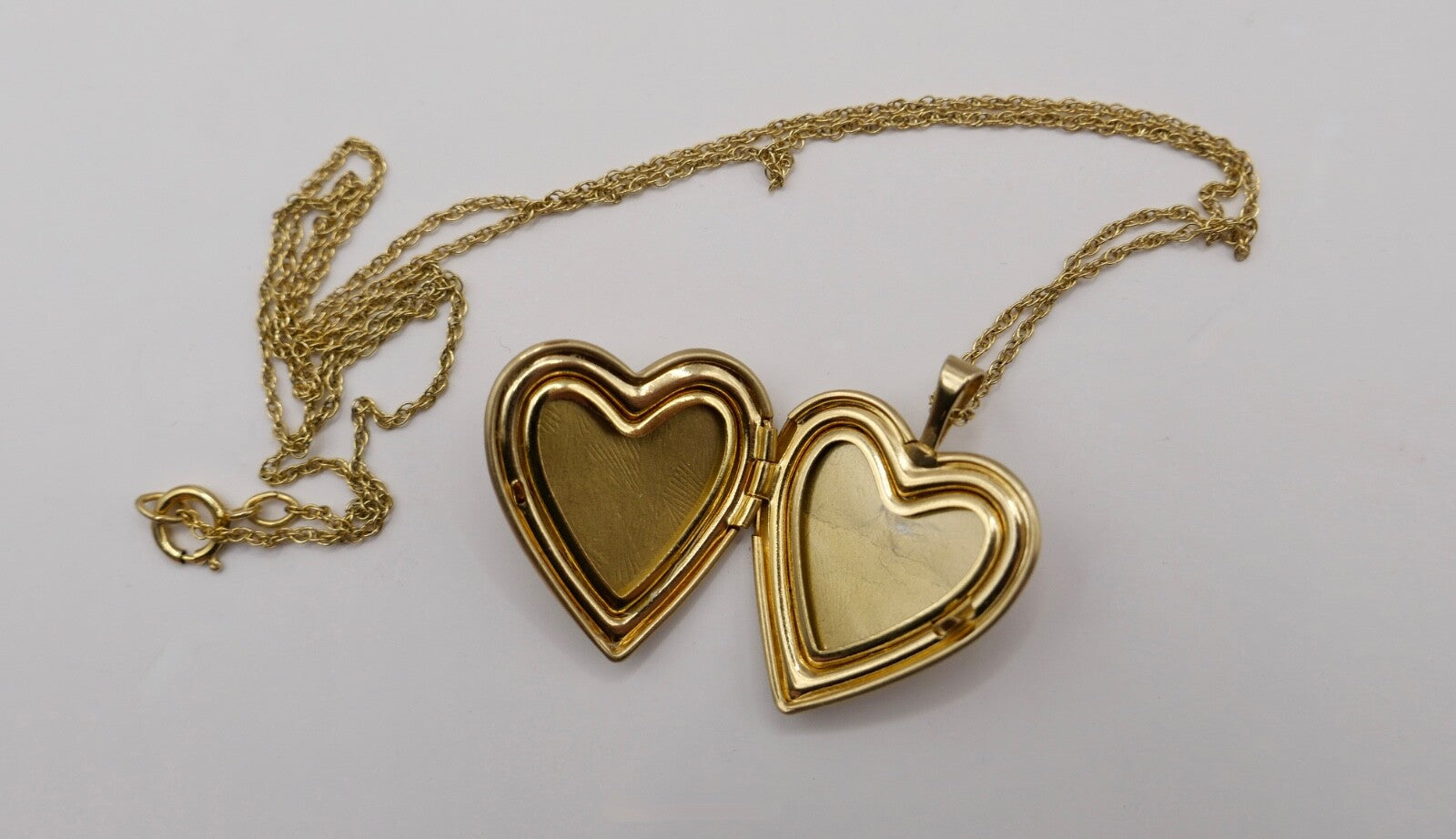 60er Kette 14K GF Herz Anhänger Christlichem Kreuz USA Foto Medaillon NEUwertig