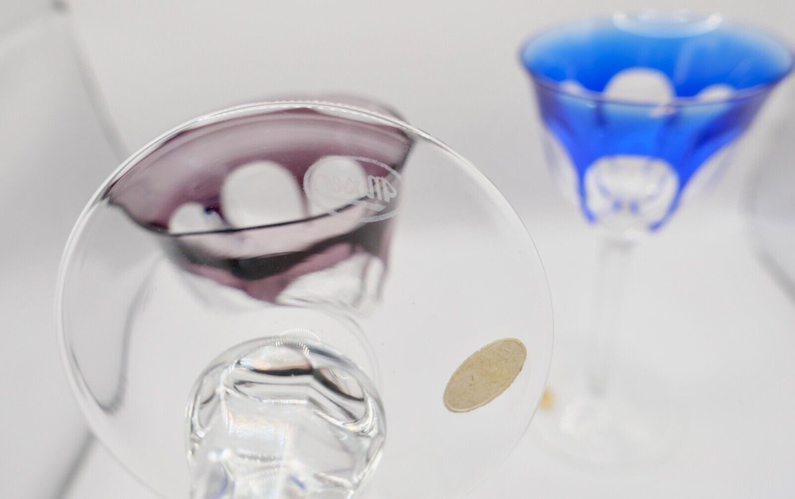 3x original bunte Bleikristall Weingläser " MOSER " LADY HAMILTON " 18,5 cm - Antikhandel-Stuttgart