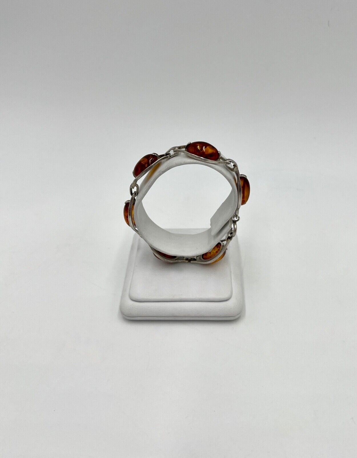 vintage Cabochon Bernstein Armband Gliederarmband Silber - Antikhandel-Stuttgart