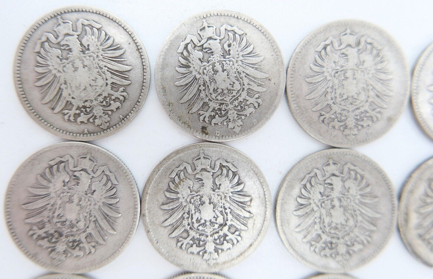 11x 1 Mark Deutsches Reich Jäger J.9 A B D F G 1873 / 1874 / 1875 / 1881 - Antikhandel-Stuttgart