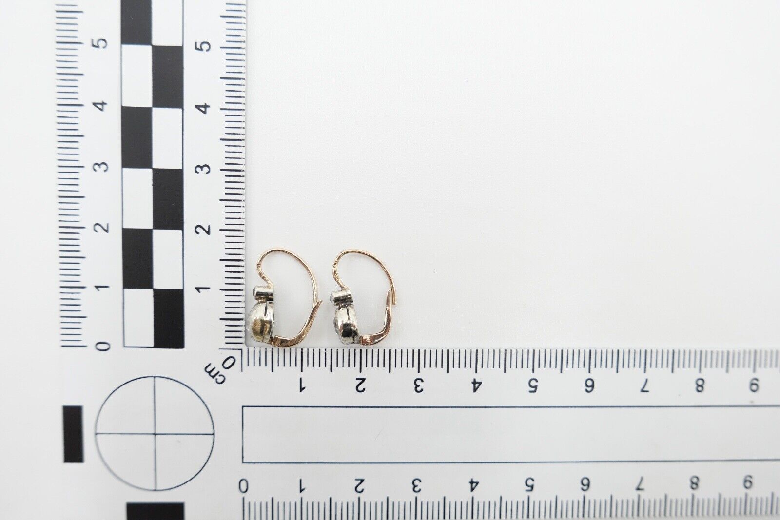 1872-1922 Ohrringe Ohrhänger 580 Gold & platinierte Oberfläche weiße Topas - Antikhandel-Stuttgart