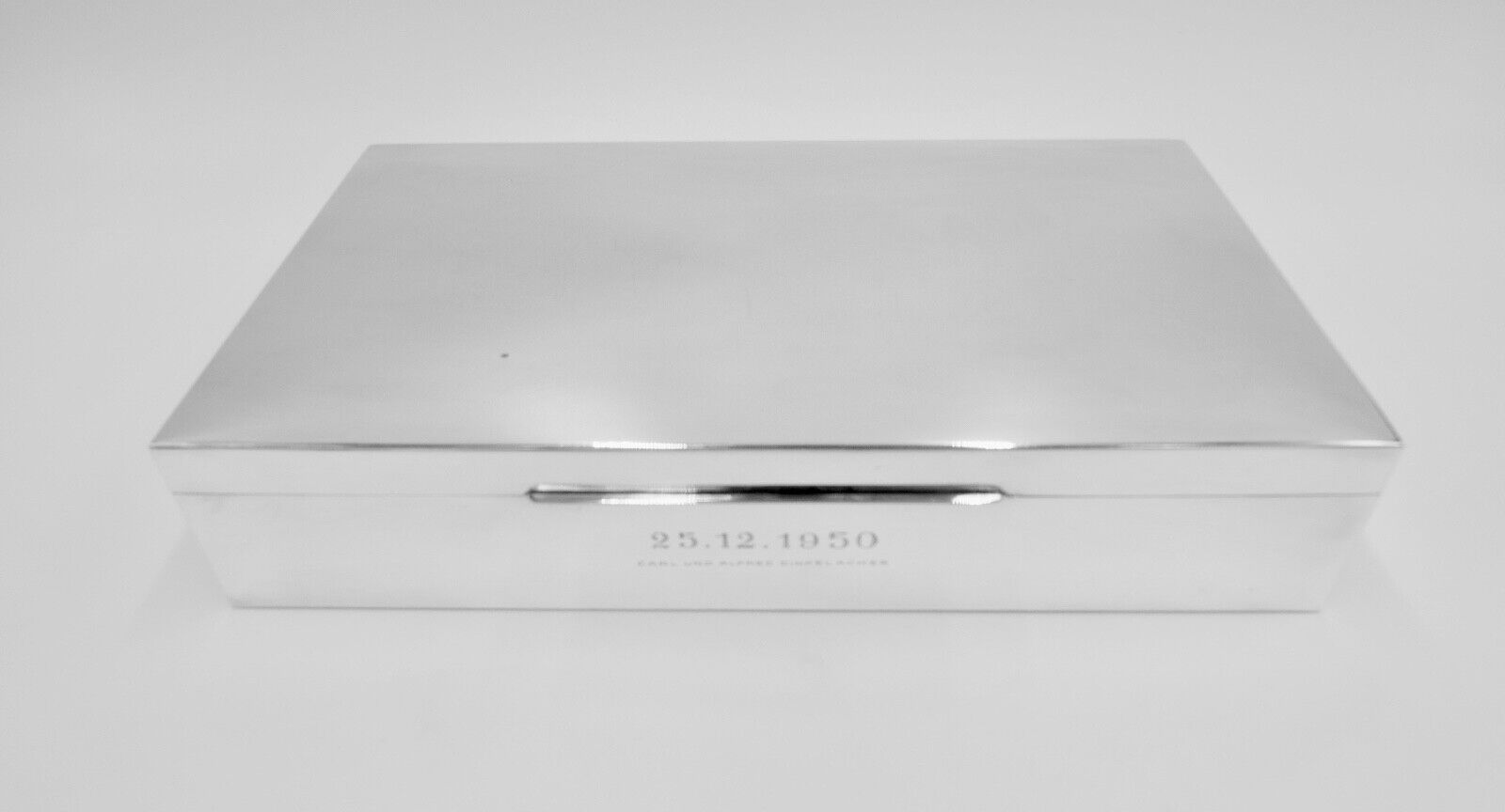 Zigarren Box Dose Kiste 835 S.F. Silber " C&A DINKELACKER " von Weihnachten 1950 - Antikhandel-Stuttgart