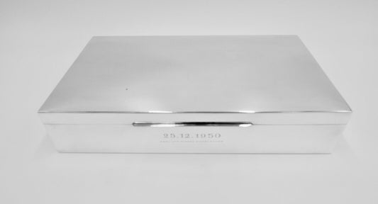 Zigarren Box Dose Kiste 835 S.F. Silber " C&A DINKELACKER " von Weihnachten 1950 - Antikhandel-Stuttgart