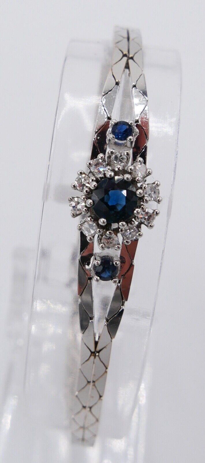 Diamant Saphir Armband 585 14K Weißgold 1970er 0,85 Ct VVS Top Wesselton - Antikhandel-Stuttgart