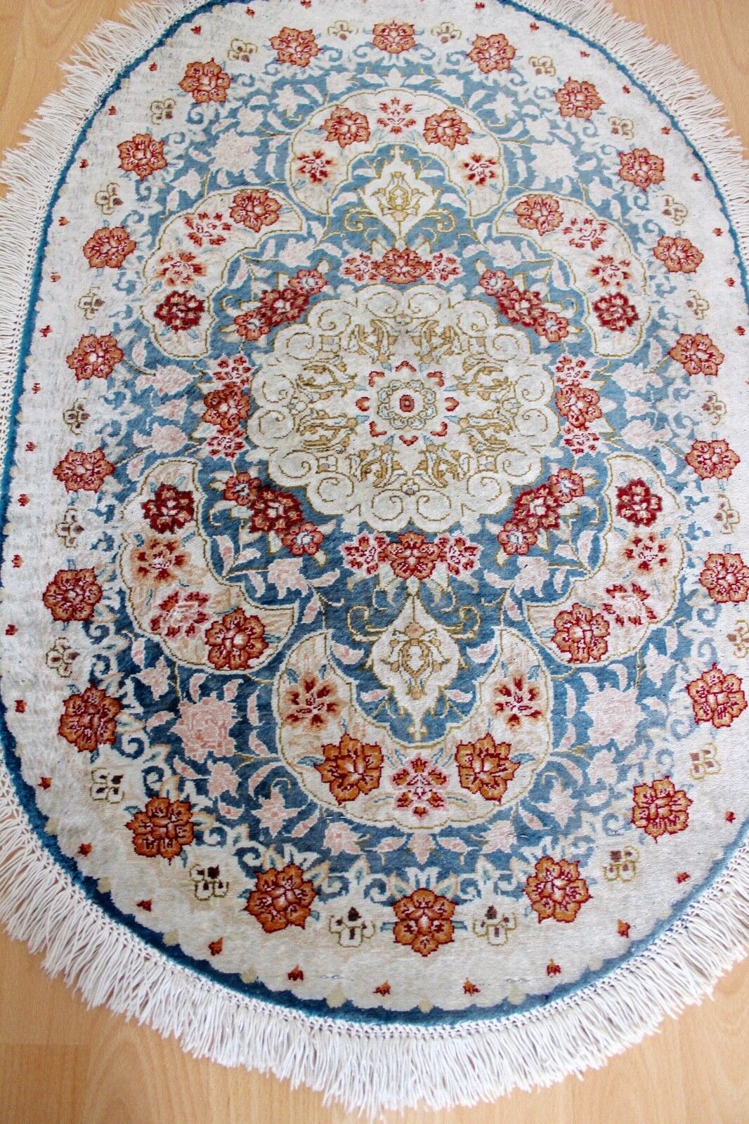 Ghom Orientteppich Perserteppich Seide Handgeknüpft 75x50 cm 1 Mio Knoten Läufer - Antikhandel-Stuttgart