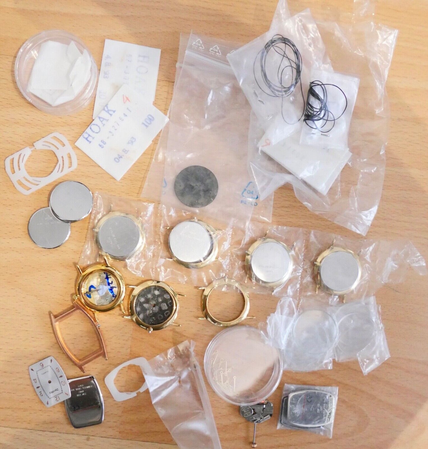 Uhrenzubehör Posten ZENTRA Gold NEU Uhren Gläser Gehäuse Lünetten Zeiger Kronen - Antikhandel-Stuttgart