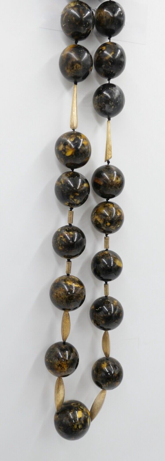 vintage XL Bernstein Kette Silber vergoldet Halskette Kugeln Collier 244,8 gr - Antikhandel-Stuttgart