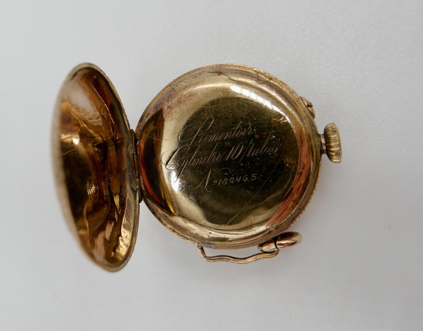 Antike Schweizer Damen Taschenuhr Kettenuhr 585 Gold Floral Emaille OPEN FACE - Antikhandel-Stuttgart