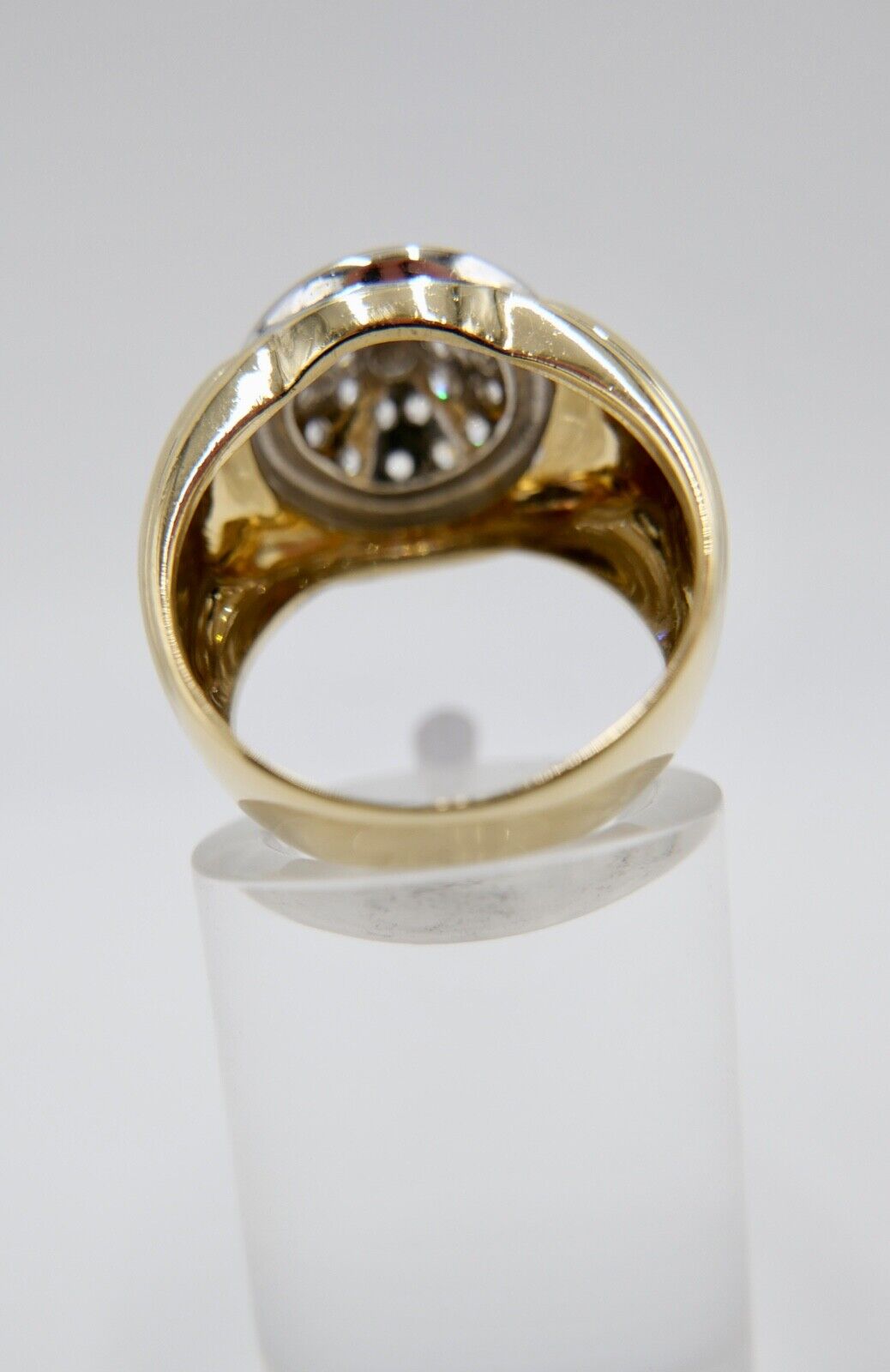 80er Jahre Goldring MASSIV Damenring Statement Ring Gold 750 18K Zirkonia Gr. 59 - Antikhandel-Stuttgart