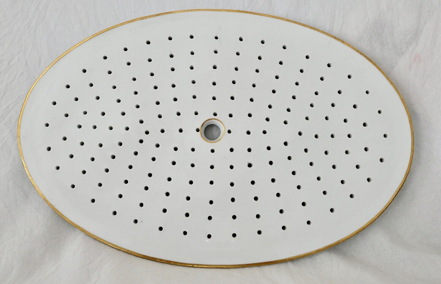 Seltene Meissen Loch Platte Tablett Weiß mit Goldrand 42x27 cm Knaufzeit 1. Wahl - Antikhandel-Stuttgart