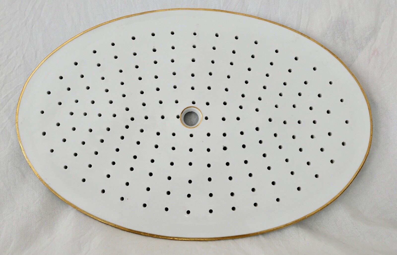 Seltene Meissen Loch Platte Tablett Weiß mit Goldrand 42x27 cm Knaufzeit 1. Wahl - Antikhandel-Stuttgart