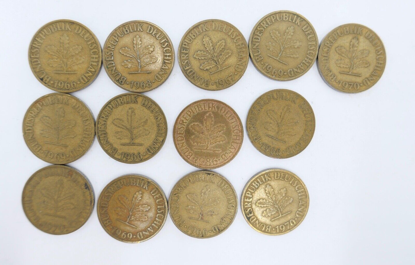 13x 10 Pfennig 1966 1967 1968 1969 1970 1986 D F G J Jäger J. 383 ss-vz - Antikhandel-Stuttgart