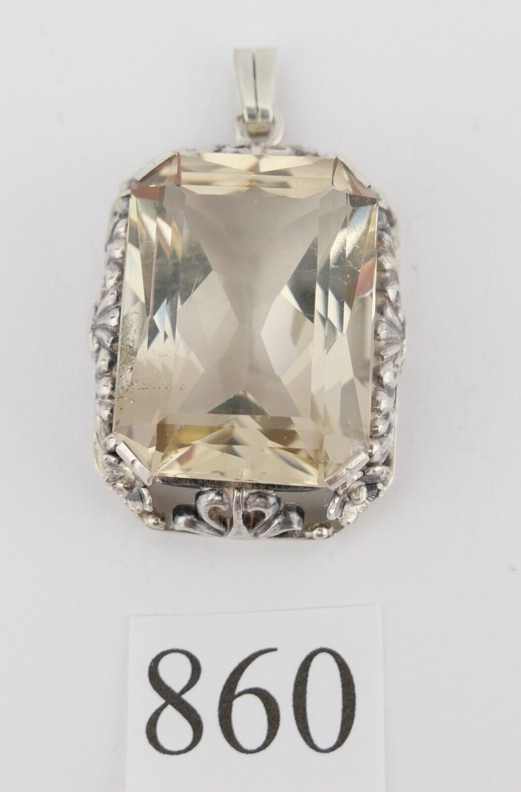 Großer Jugendstil 835 Silber Anhänger Beryll Ø 4,8 cm um 1900 - Antikhandel-Stuttgart