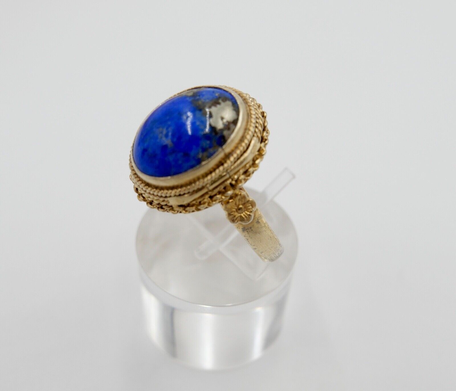 Lapislazuli Lapis Lazuli Ring Silber vergoldet 1960er Jahre China - Antikhandel-Stuttgart