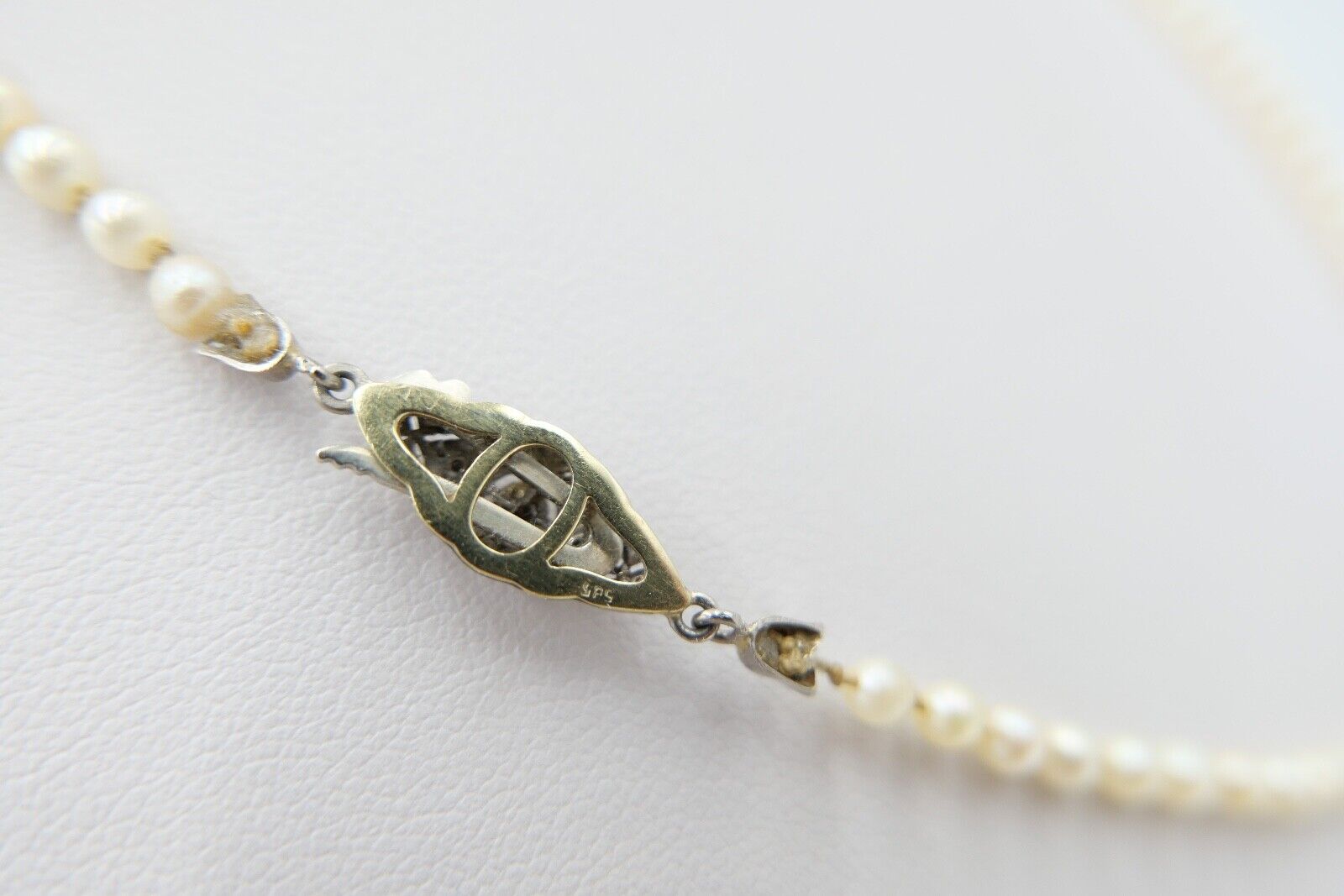 40er Jahre Perlenkette Collier Zuchtperle 47 cm Gold 585 / 14K Perlen Ø 7,1 mm - Antikhandel-Stuttgart