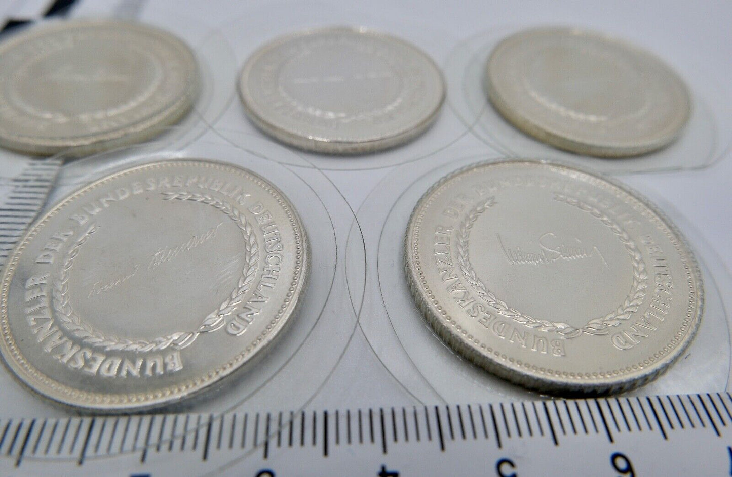 5x 925 Silbermedaillen " Bundeskanzler der Bundesrepublik " mit Unterschrift PP - Antikhandel-Stuttgart