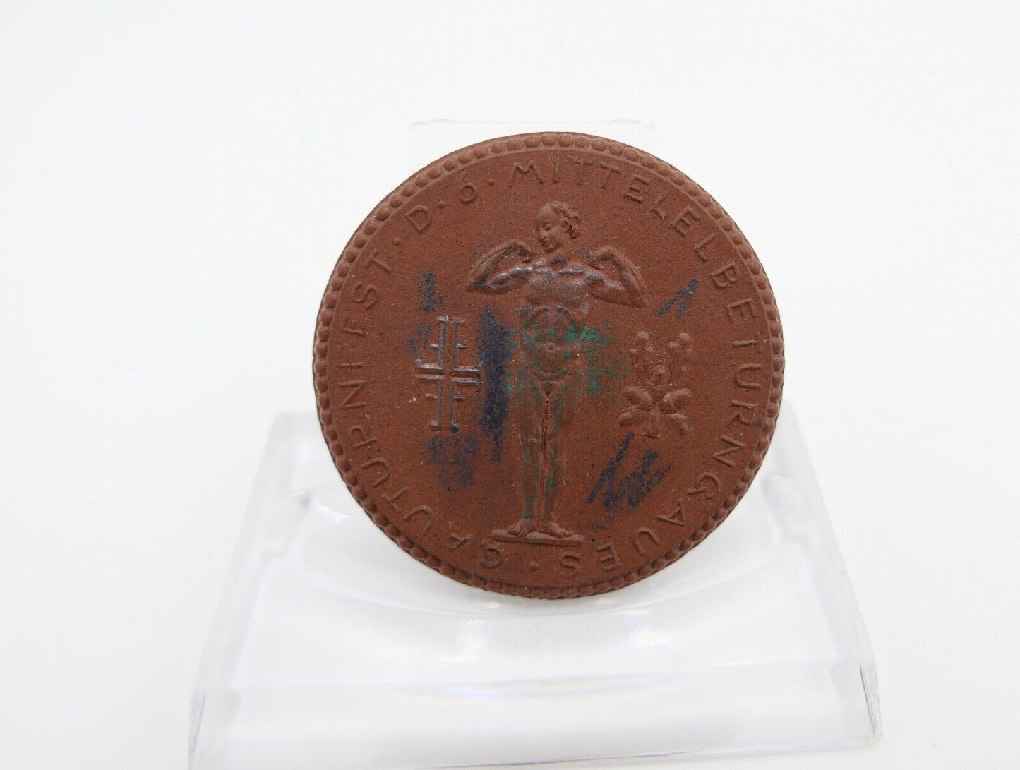 Meissen Porzellan Abzeichen Medaille 1924 Gauturnfest D 6 Mittellelbeturngaues - Antikhandel-Stuttgart