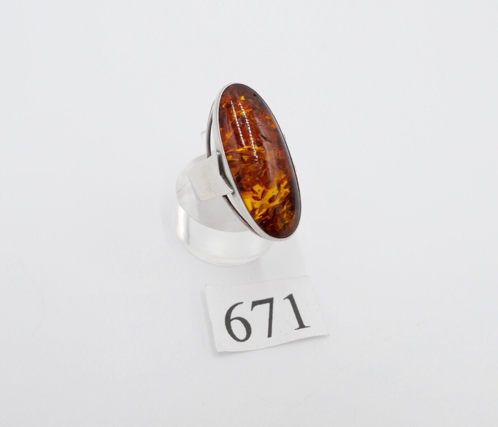 Art Deco FISCHLAND Bernstein Gr. 62 Ring 6,2 gr silber 835 vintage silver - Antikhandel-Stuttgart