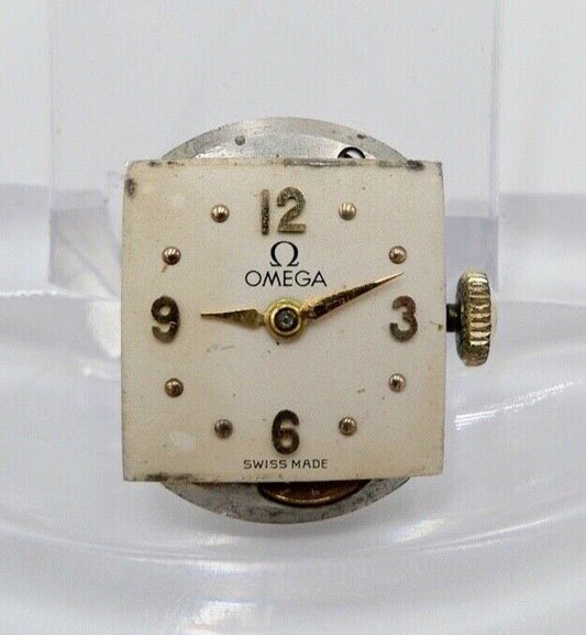 OMEGA Cal. R135 Uhrwerk Krone Zifferblatt Zeiger Defekt Ersatzteil - Antikhandel-Stuttgart
