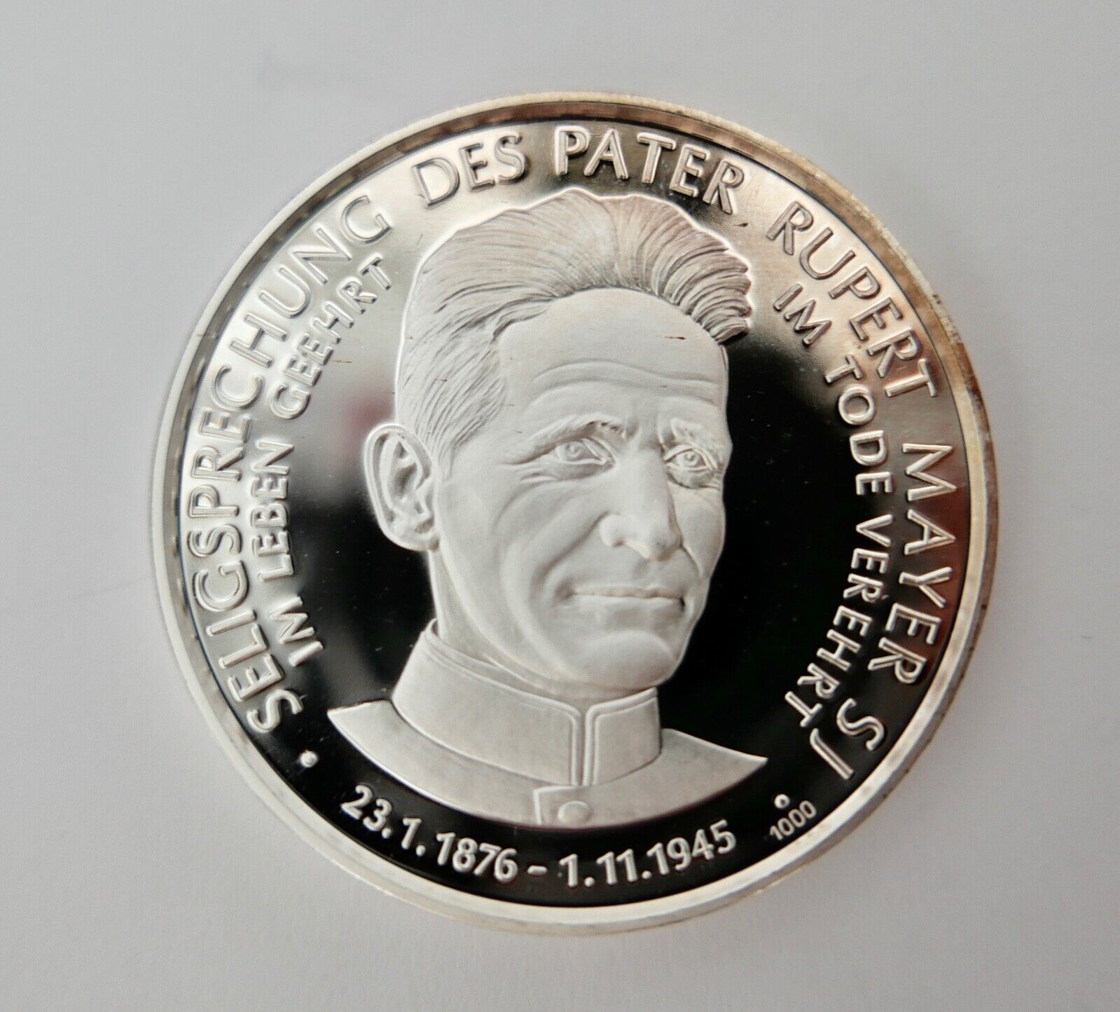 Seligsprechung Johannes Paul II Silber Medaille Pater Rupert Papst 1000 AG - Antikhandel-Stuttgart