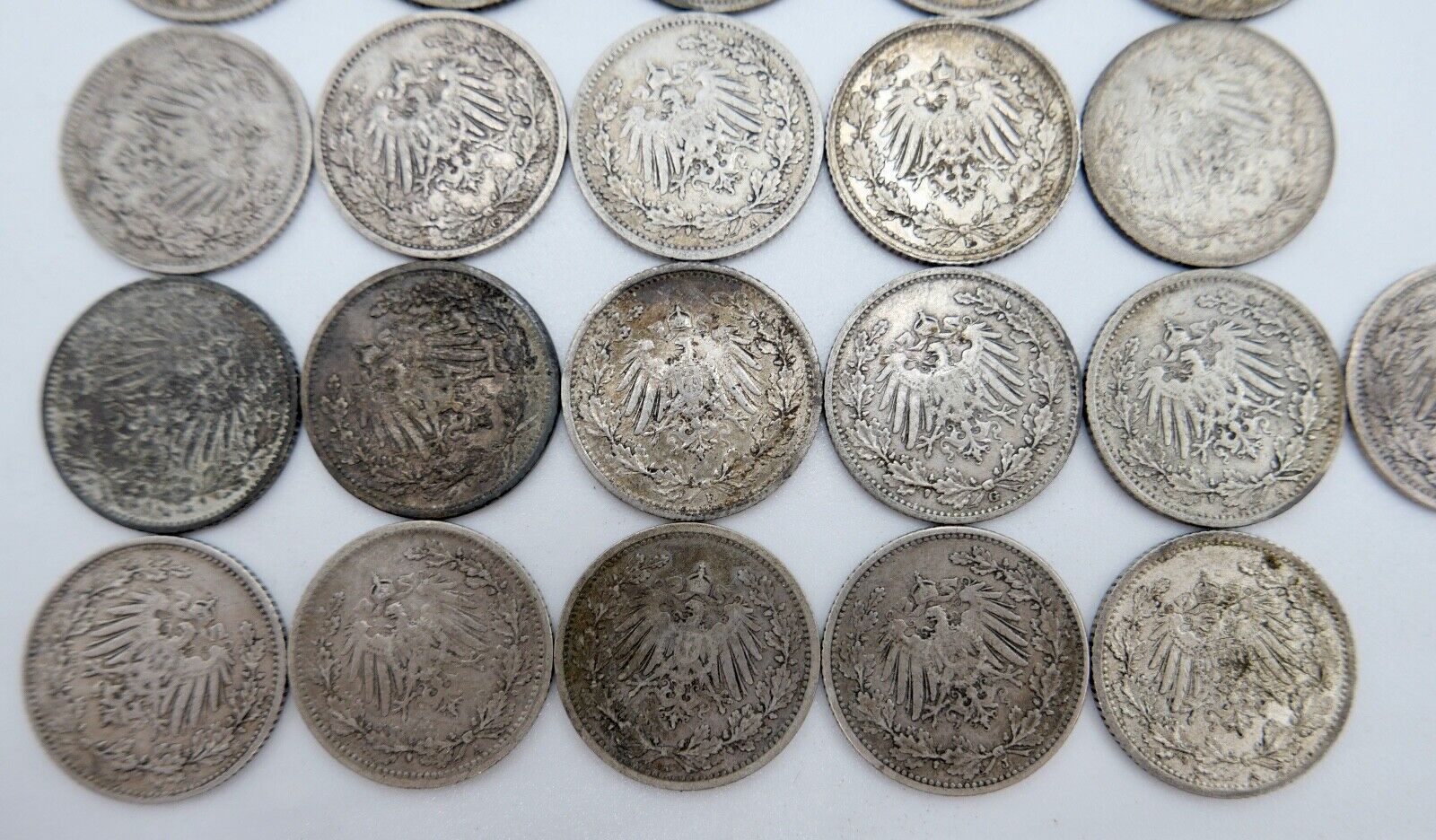 21x 1/2 Mark 1905 1906 1907 1909 1915 1916 J D F G A Silbermünze Jäger J.16 - Antikhandel-Stuttgart