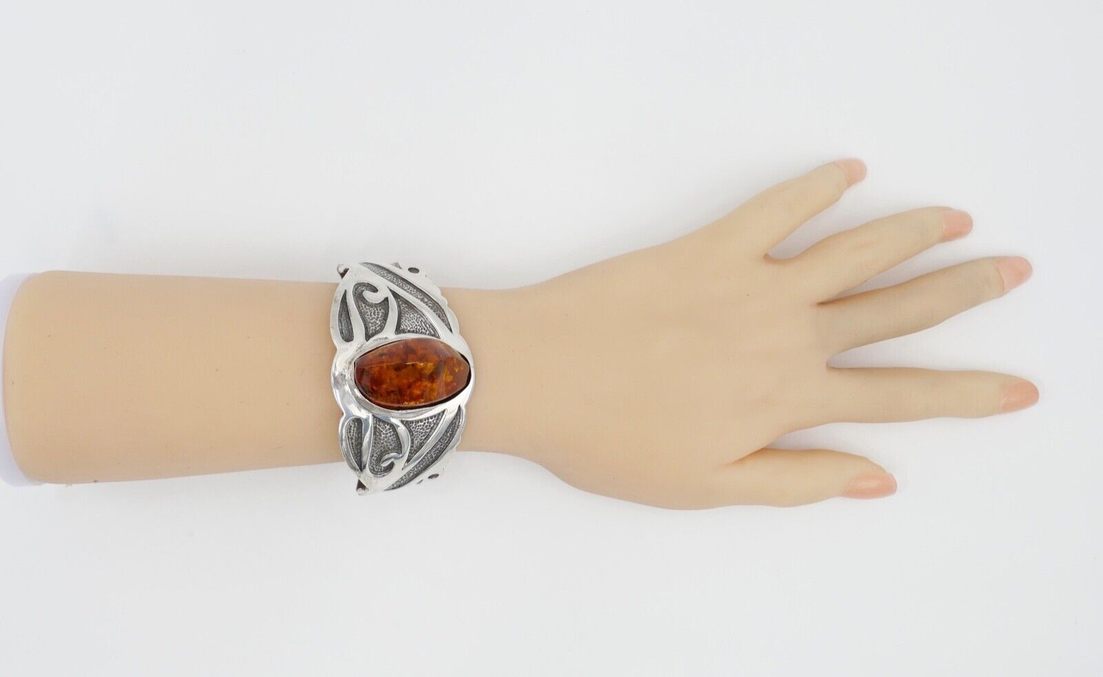 vintage Silber 925 Bernstein Armband Armreif Armspange Sterlingsilber - Antikhandel-Stuttgart